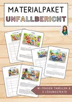 Vorschau - Stundenentwürfe - XXL Materialpaket - Unfallberichte - Bildimpulse, W-Fragen & Lösungen - Deckblatt