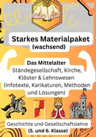 Vorschau - Arbeitsblätter - Mittelalter Klasse 6 – Geschichte wachsendes Materialpaket - Deckblatt