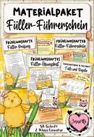 Vorschau - Arbeitsblätter - Materialpaket: Frühlingshafter Füller-Führerschein | Vereinfachte Ausgangsschrift / VA - Deckblatt