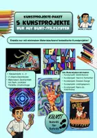Vorschau - Stundenentwürfe - Kunst-Bundle: 5 Kunstprojekte nur mit Bunt-/Filzstiften - Deckblatt