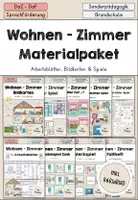 Vorschau - Spiele - Wohnen Zimmer Haus Materialpaket - Arbeitsblätter Spiele Bildkarten DaZ DaF Grundschule - Deckblatt