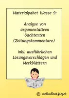 Vorschau - Arbeitsblätter - Materialpaket Klasse 9: Analyse von argumentativen Sachtexten (Zeitungskommentar) - Deckblatt