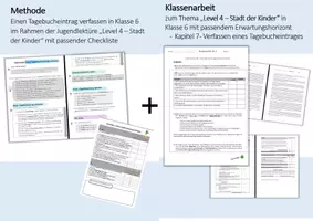 Vorschau - Arbeitsblätter - Materialpaket Level 4 - Stadt der Kinder - Einen Tagebucheintrag verfassen Methode + Klassenarbeit - Deckblatt