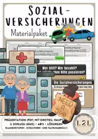 Vorschau - Arbeitsblätter - Materialpaket - Sozialversicherungen - Krankenversicherung, Pflegeversicherung, Arbeitslosenversicherung, Rentenversicherung - Präsentation mit Aufgaben, Arbeitsblätter und Lösungen - Sekundarstufe - Wirtschaft /AES / WBS / GK / Politik - Deckblatt
