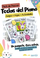 Vista previa - Hojas de trabajo - Pack Piano Principiante Pascua | Teclas Piano, Juegos y Hojas de Actividades - Portada
