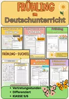 Vorschau - Mal- und Bastelvorlagen - Frühling im Deutschunterricht – Arbeitsblätter & Vertretungsstunden | Klasse 5/6 | Differenziert - Deckblatt