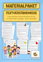 Vorschau - Arbeitsblätter - Textverständnisse 4.-6.Kl. inkl. Lösungen - Materialpaket - Deckblatt