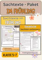 Vorschau - Arbeitsblätter - Sachtexte Frühling Klasse 5–7 – Fehlersuche, Textverständnis & Schreiben | Deutsch Unterricht - Deckblatt