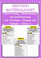 Vorschau - Arbeitsblätter - Materialpaket: Worttrennung, Silbentrennung und Zeichensetzung mit Strategien, Übungen und Lösungen - Klasse 4 - Deckblatt