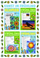 Vorschau - Arbeitsblätter - 4x Kunstprojekte für den Frühling – Kunstmaterialpaket Grundschule | Frühlingskunst Unterricht - Deckblatt