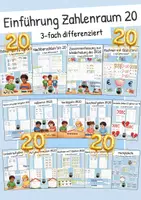Vorschau - Mal- und Bastelvorlagen - Unterrichtsreihe - Einführung in den Zahlenraum 20 (differenzierte Arbeitsblätter) - Deckblatt