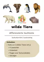 Vorschau - Arbeitsblätter - Materialpaket - differenzierte Lesetexte Wilde Tiere - Deckblatt