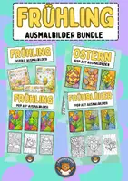Vorschau - Mal- und Bastelvorlagen - Frühling / Ostern: Ausmalbilder Bundle (Kunst / Vertretung) - Deckblatt