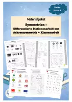 Vorschau - Stationenlernen - Achsensymmetrie Klasse 5 - Differenzierte Unterrichtsreihe mit Stationenarbeit & Klassenarbeit - Deckblatt