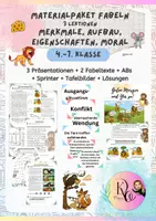 Vorschau - Stundenentwürfe - Materialpaket: 3 Unterrichtsstunden zu Fabeln - Fabelmerkmale, Aufbau, Eigenschaften, Moral (inkl. Präsis, Sprinter, Lösungen) - Deckblatt