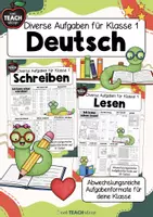 Vorschau - Arbeitsblätter - Deutsch Klasse 1 - Übungen - Paket - Deckblatt