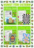 Vorschau - Mal- und Bastelvorlagen - 4x Kunstprojekte für Ostern & Frühling Kunst Materialpaket - Deckblatt