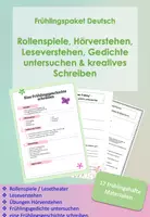 Vorschau - Arbeitsblätter - Frühlingspaket Deutsch (Klasse 3–5): Rollenspiele, Frühlingsgedichte untersuchen, Hörverstehen & kreatives Schreiben - Deckblatt