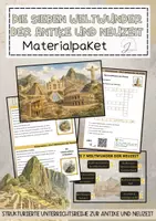 Vorschau - Arbeitsblätter - Materialpaket Weltwunder – Antike & Neuzeit | Lernlandkarten, Lesetexte, interaktive Arbeitsaufträge, Rätsel, Bildkarten & Steckbriefe - Deckblatt