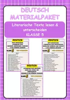 Vorschau - Arbeitsblätter - Materialpaket: Literarische Texte lesen & unterscheiden Klasse 5 - Deckblatt