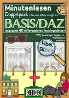 Vorschau - Arbeitsblätter - Doppelpack: Minutenlesen „Basis/DaZ“ für Klasse 3/4 - Deckblatt