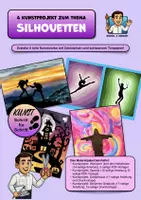Vorschau - Stundenentwürfe - Silhouetten-Bundle - 4 Kunstprojekte mit Deckfarben und schwarzem Tonpapier - Deckblatt