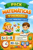 Vista previa - Hojas de trabajo - PACK MATEMÁTICAS 1º PRIMARIA – CÁLCULO, PROBLEMAS Y LÓGICA - Portada