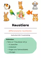 Vorschau - Arbeitsblätter - Materialpaket - differenzierte Lesetexte Haustiere - Deckblatt