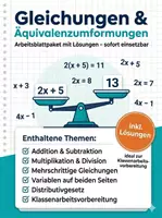Vorschau - Arbeitsblätter - Materialpaket - Gleichungen und Äquivalenzumformung - Mit Lösung - Deckblatt