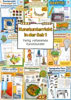 Vorschau - Stundenentwürfe - Kunstpaket Sek 1, 9x fertige Kunstprojekte und Kunststunden für die Sek 1, Klasse 5, Klasse 6, Klasse 7 - Deckblatt