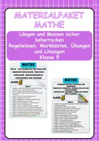 Vorschau - Arbeitsblätter - Materialpaket - Längen und Massen sicher beherrschen Regelwissen, Merkkästen, Übungen und Lösungen Klasse 5 - Deckblatt