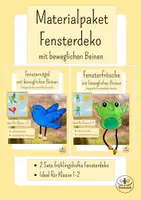 Vorschau - Mal- und Bastelvorlagen - Materialpaket Fensterdeko Frühling - Tiere mit beweglichen Beinen - Kunst Klasse 1-2 - Deckblatt