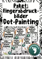 Vorschau - Arbeitsblätter - Materialpaket: Vielzahl an Dot-Painting Bildern /Fingerabdruckbilder - Deckblatt