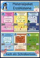 Vorschau - Arbeitsblätter - Erzählsteine Set Jahreszeiten & Themen – Kreatives Schreiben & Geschichten erzählen (Sommer, Herbst, Winter, Frühling, Waldtiere, Unterwasserwelt | Kita, Vorschule & Grundschule - Deckblatt