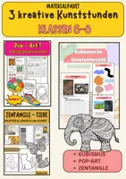 Vorschau - Unterrichtsreihen - Kunstunterricht Klasse 6–8 – 3 kreative Kunststunden (Pop Art, Kubismus, Zentangle) - Deckblatt