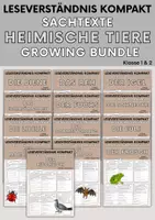 Vorschau - Arbeitsblätter - Heimische Tiere Sachtexte Leseverständnis | Growing Bundle | Klasse 1 & 2 - Deckblatt
