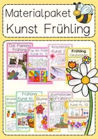 Vorschau - Arbeitsblätter - Kunst Frühling Materialpaket Klasse 1 -3 Fensterbilder, Dot Painting, 3D, Ausmalbilder - Deckblatt