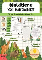 Vorschau - Mal- und Bastelvorlagen - Waldtiere XXL Materialpaket – Lesen, Rätseln & Wissen (Kl. 2–4) - Deckblatt