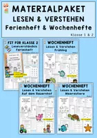 Vorschau - Arbeitsblätter - Materialpaket Lesen & Verstehen, Ferienheft + Wochenhefte, Freiarbeitsmaterial Deutsch, Klasse 1, 2 - Deckblatt
