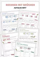 Vorschau - Arbeitsblätter - Rechnen mit Brüchen - Brüche addieren, subtrahieren, multiplizieren und dividieren (Materialpaket) - Deckblatt