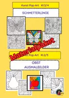 Vorschau - Arbeitsblätter - Ausmalbilder Frühling Kunst Popart Schmetterlinge und Obst Klasse 2/3/4 - Deckblatt