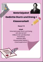 Vorschau - Arbeitsblätter - Materialpaket - Gedichte Sturm und Drang + Klassenarbeit - Deckblatt