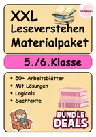 Vorschau - Unterrichtsreihen - XXL Leseverstehen 5.–6. Klasse | 50+ Arbeitsblätter, Texte & Fragen Deutsch - Deckblatt
