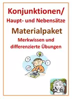 Vorschau - Arbeitsblätter - Materialpaket (Konjunktionen und Haupt- und Nebensätze) - Deckblatt