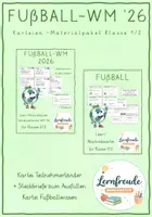 Vorschau - Stationenlernen - Fußball WM 2026 - Wissenskarteien Materialpaket für Klasse 2 - Deckblatt