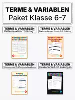 Vorschau - Arbeitsblätter - Terme & Variablen Klasse 6–7 Paket Übung, Stationenlernen & Klassenarbeit - Deckblatt