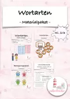Vorschau - Stationenlernen - Wortarten Spiele, Partnerlesen, Test Materialpaket (Kl. 2) - Deckblatt