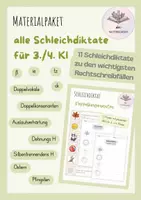 Vorschau - Arbeitsblätter - Materialpaket alle Schleichdiktate/ Laufdiktate für 3./4.Kl | 11 Rechtschreibfälle enthalten - Deckblatt