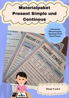 Vorschau - Arbeitsblätter - Materialpaket: Present Simple und Present Continous - Deckblatt