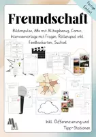 Vorschau - Mal- und Bastelvorlagen - Materialpaket: Freundschaft - vielfältige Aufgabenformate, inkl. Lösungen - Deckblatt
